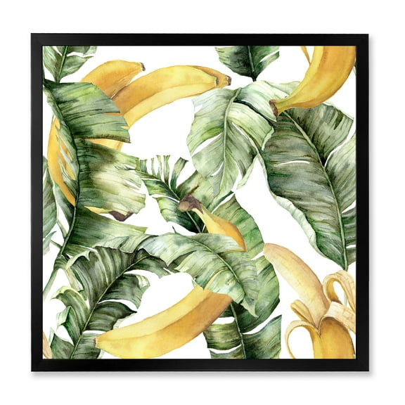 Designart 'Leaves With Ripe Bananas' Nautical & Coastal Framed Art Print