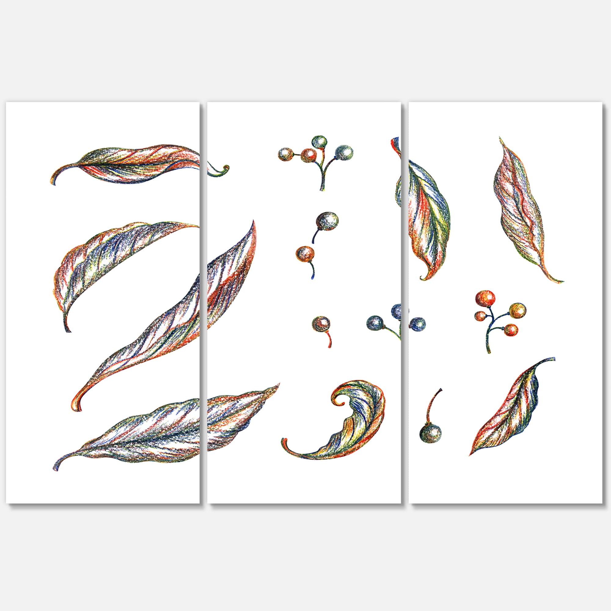 Designart ' Leaves and Berries Of Wild Grapes ' Bohemian & Eclectic Canvas Wall Art Print