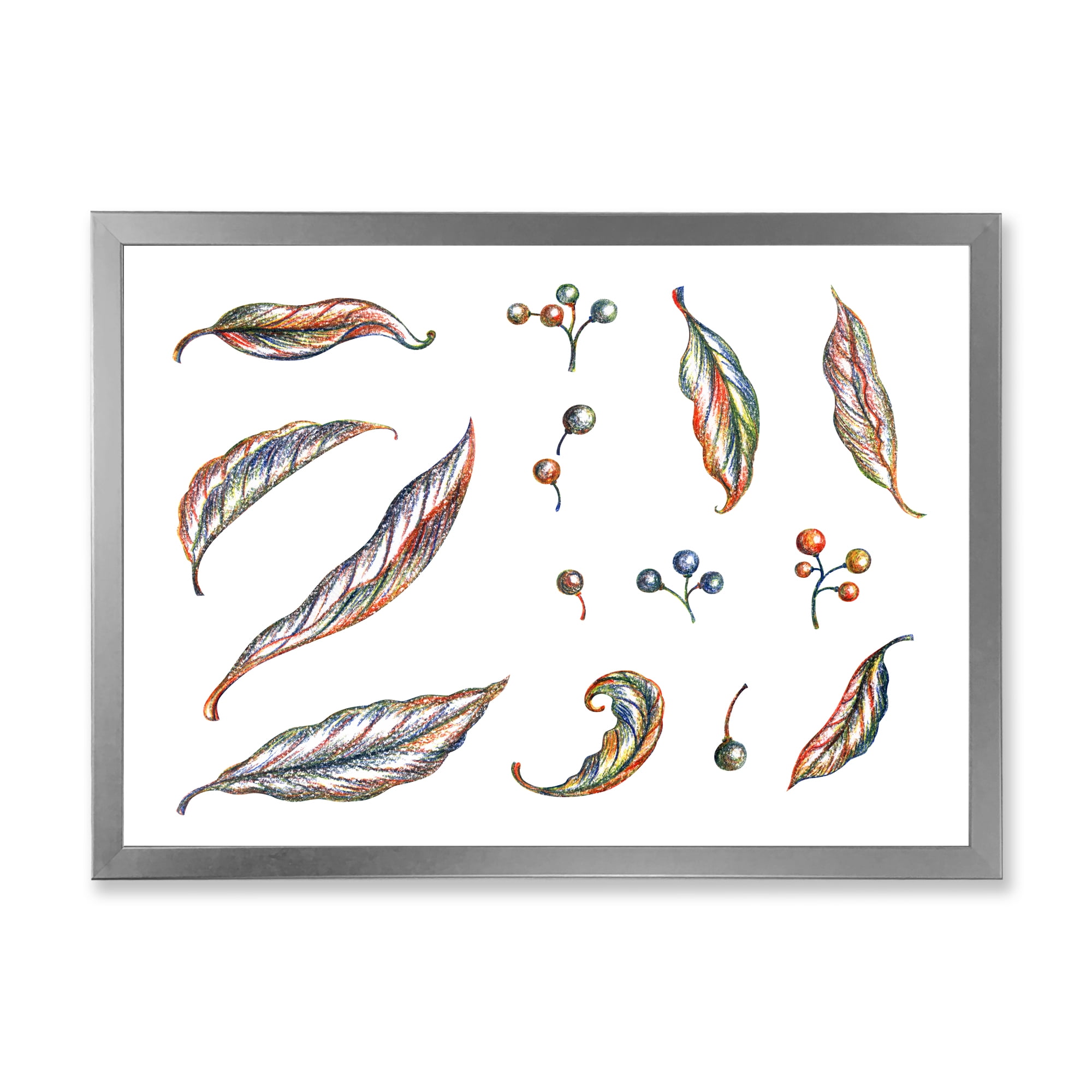 Designart 'Leaves and Berries Of Wild Grapes' Bohemian & Eclectic Framed Art Print