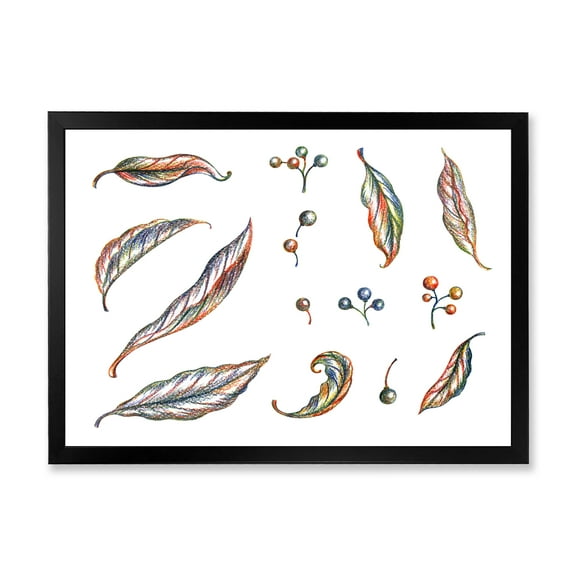 Designart 'Leaves and Berries Of Wild Grapes' Bohemian & Eclectic Framed Art Print