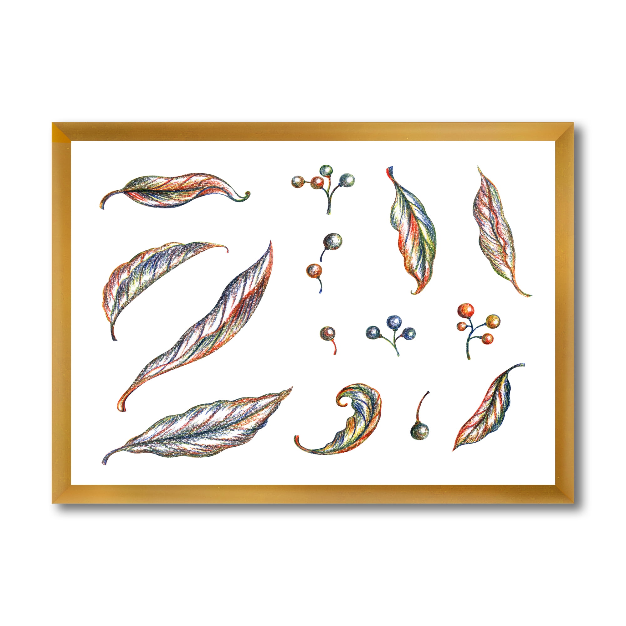 Designart 'Leaves and Berries Of Wild Grapes' Bohemian & Eclectic Framed Art Print