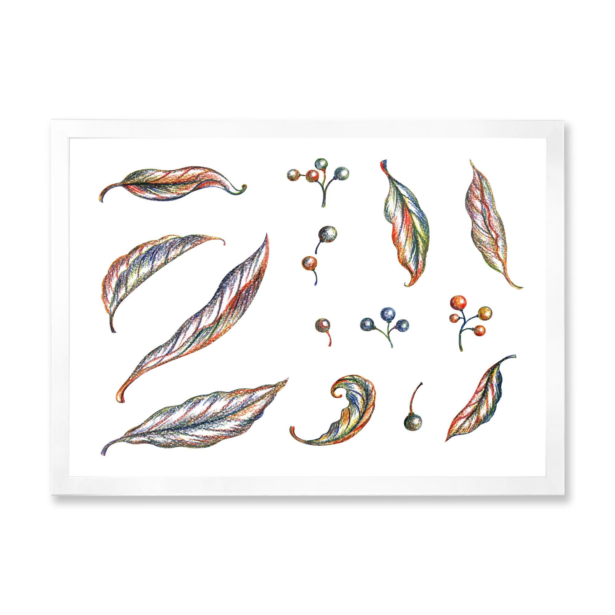 Designart 'Leaves and Berries Of Wild Grapes' Bohemian & Eclectic Framed Art Print