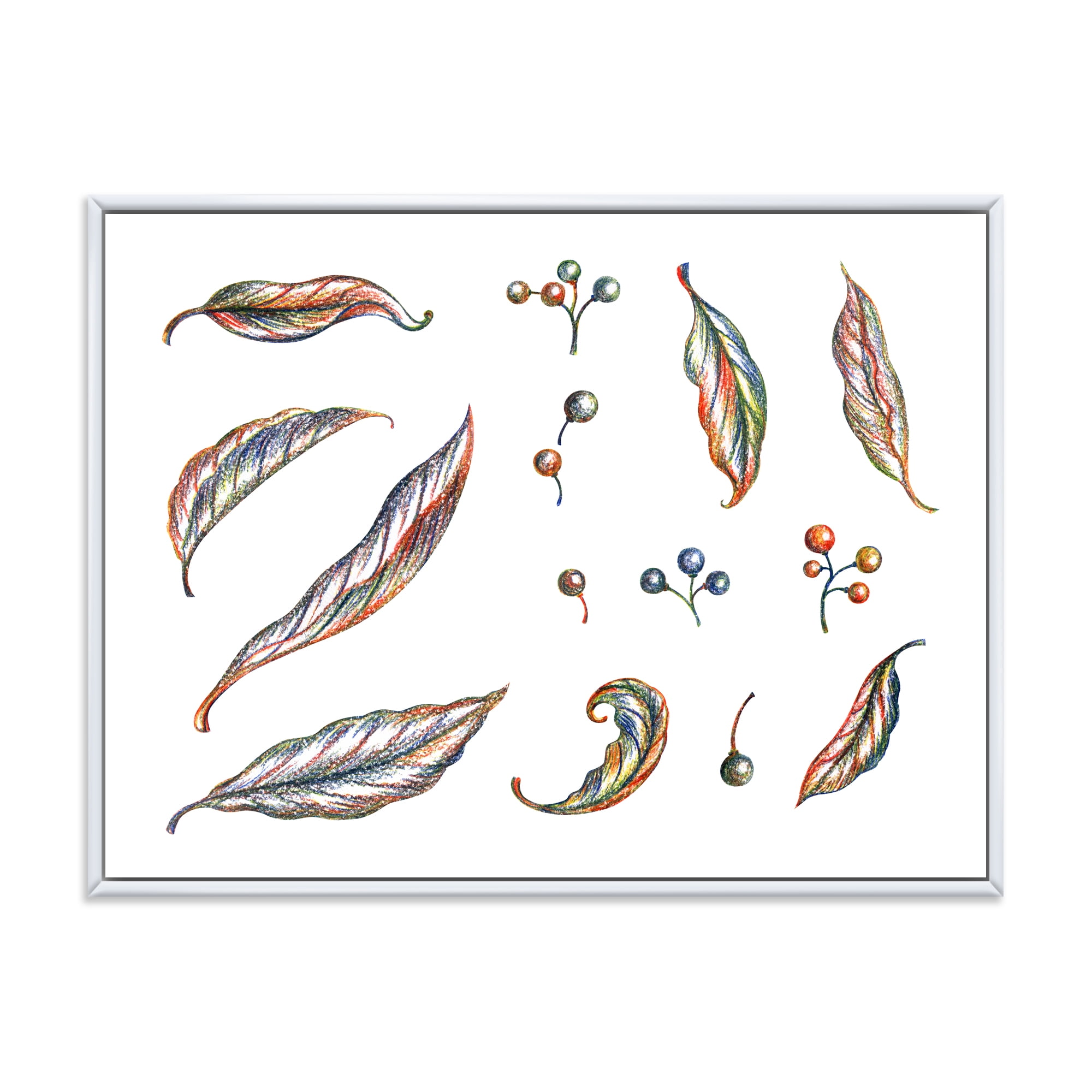 Designart 'Leaves and Berries Of Wild Grapes' Bohemian & Eclectic Framed Canvas Wall Art Print