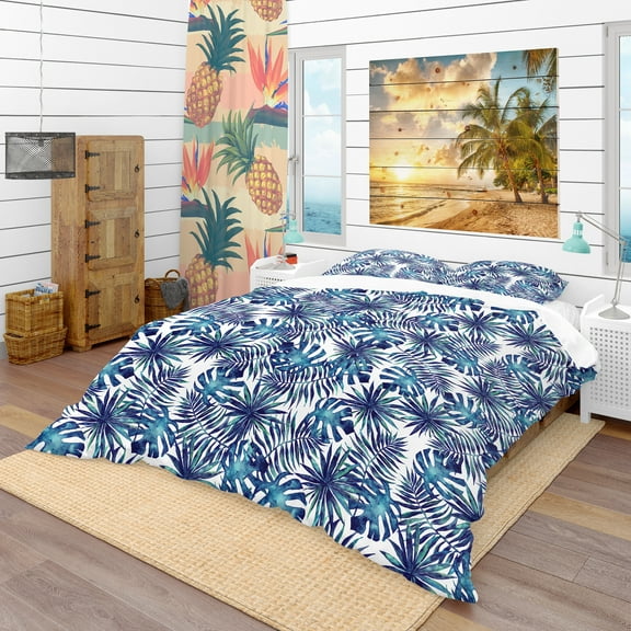 Designart 'Leaves and Brunches of Tropical Plants' Tropical Duvet Cover Set