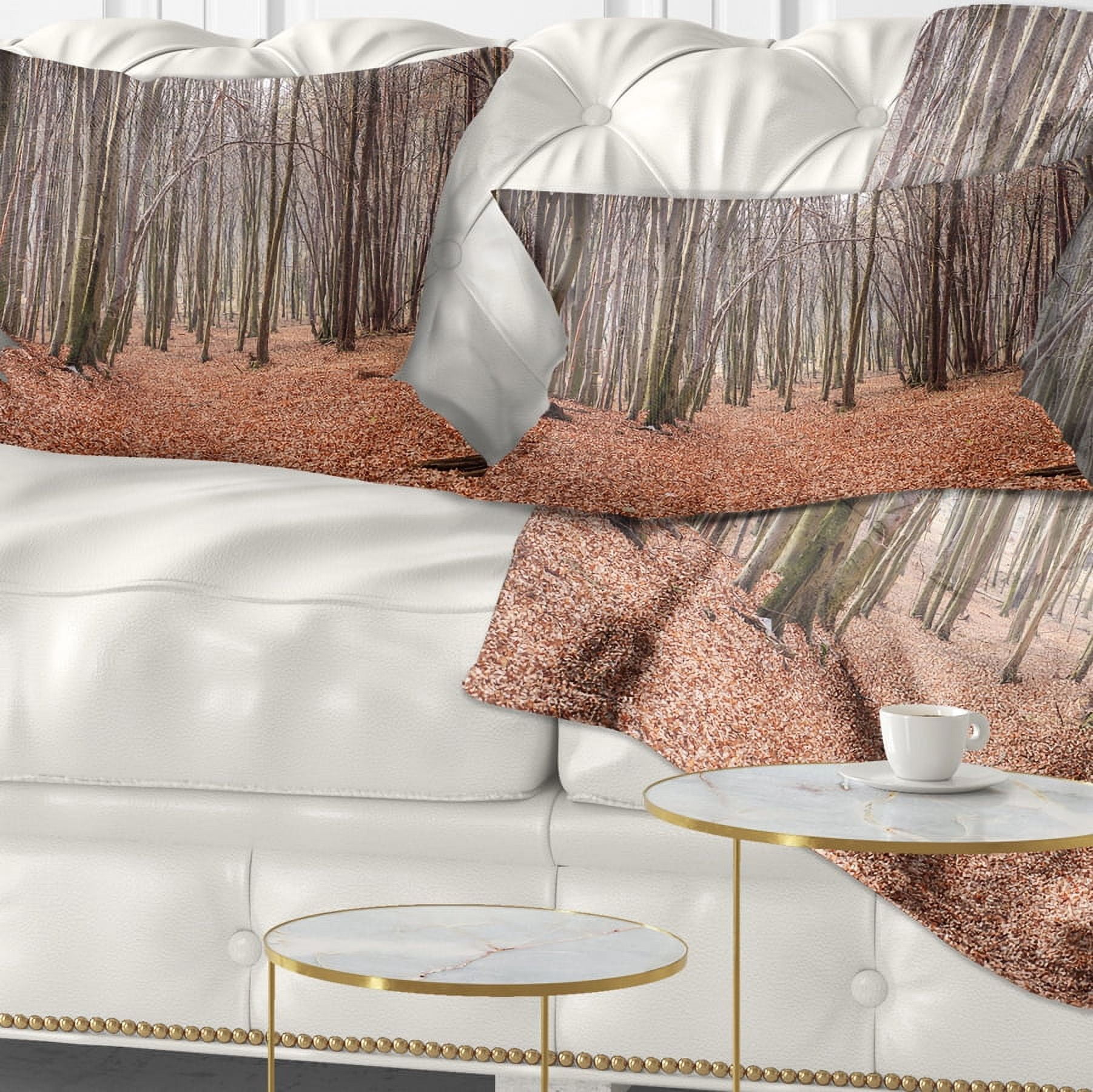 Designart Leaves in the Thick Fall Forest - Forest Throw Pillow - 12x20