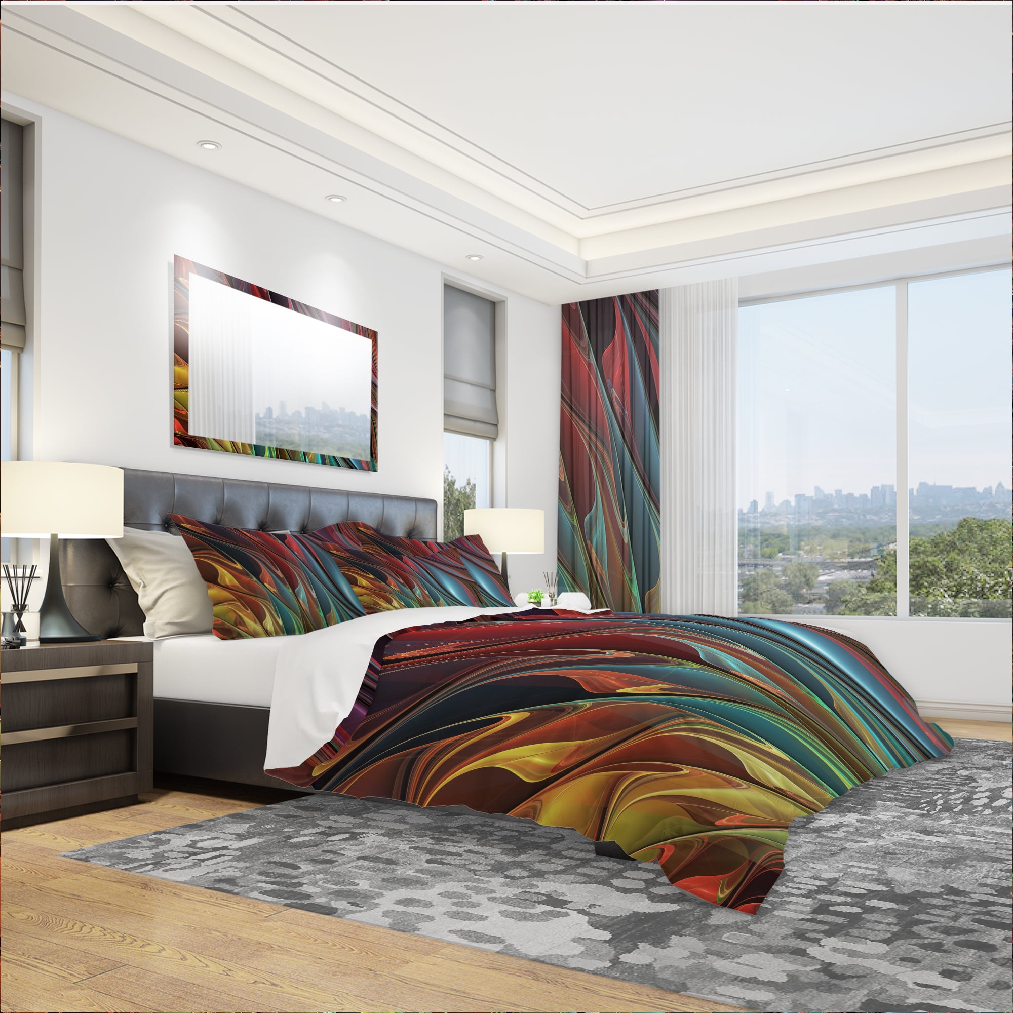Designart 'Leaves of Color' Modern & Contemporary Duvet Cover Set