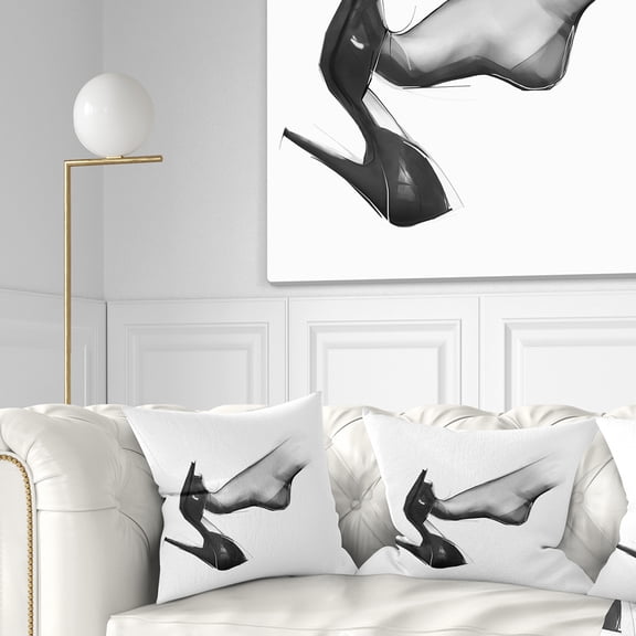 Designart Leg Wearing High Heel Shoe - Abstract Portrait Throw Pillow - 16x16