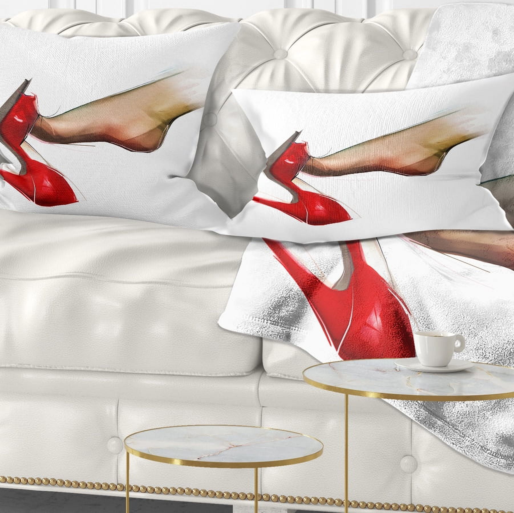 Designart Leg Wearing High Heel Shoe - Portrait Throw Pillow - 12x20