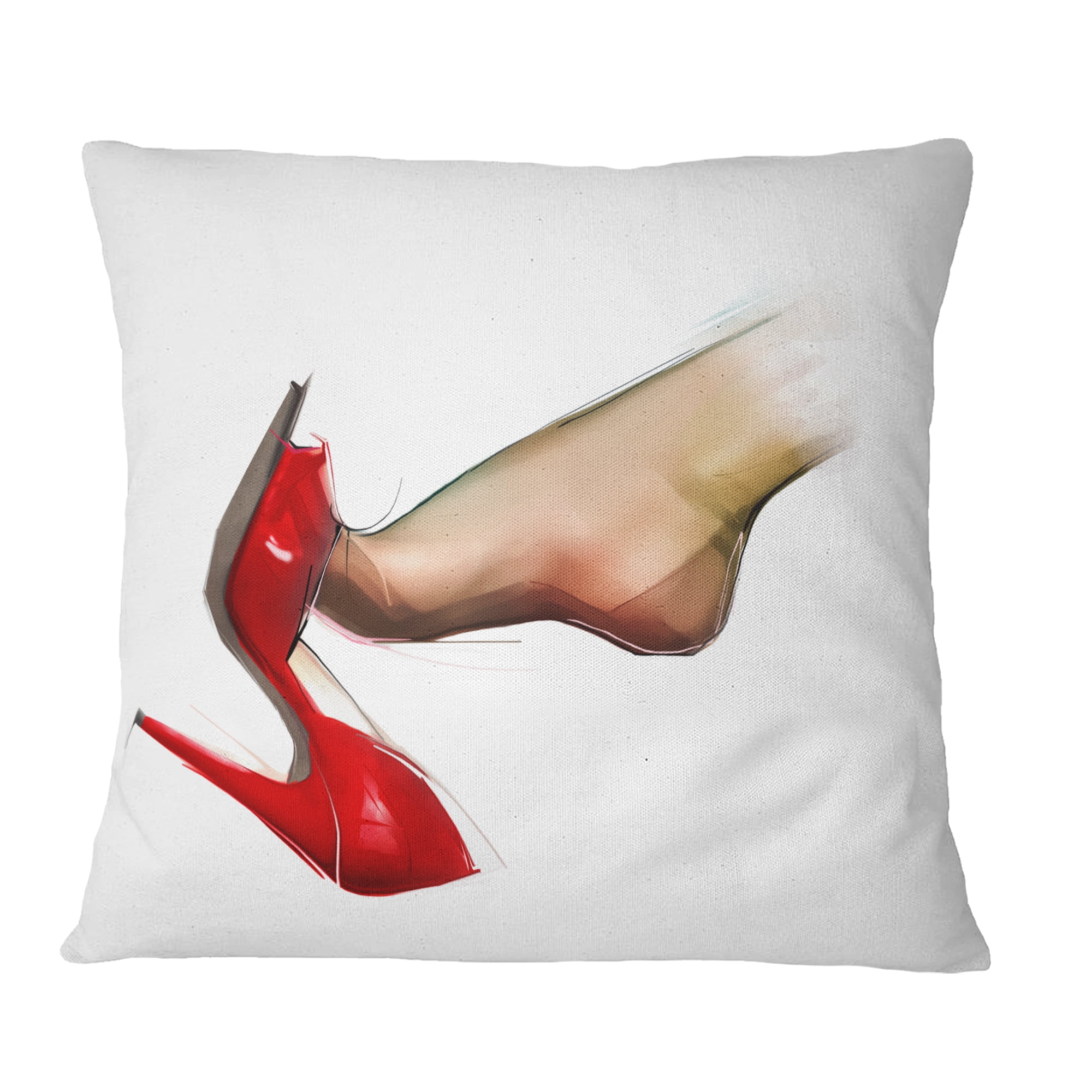 Designart Leg Wearing High Heel Shoe - Portrait Throw Pillow - 16x16
