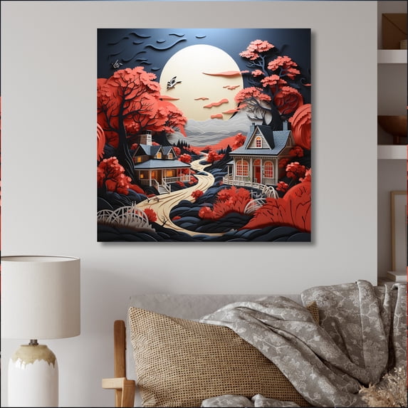 Designart "Legacy Papercut Farmhouse Heartland wall art II" Farm Canvas Print