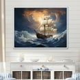thumbnail image 1 of Designart "Legacy of the Caribbean Pirate Ship II" People Framed Wall Art - Modern Orange Pirate Entryway Framed Wall Art Print, 1 of 6