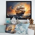 thumbnail image 1 of Designart "Legacy of the Caribbean Pirate Ship III" People Framed Wall Art Decor - Modern Orange Pirate Entryway Framed Wall Art Print, 1 of 6