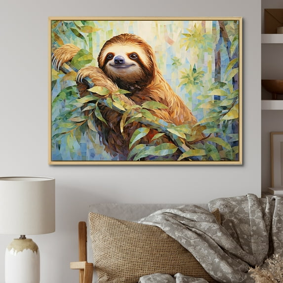 Designart "Leisurely Arboreal Climb" Sloth Floater Framed Canvas Prints