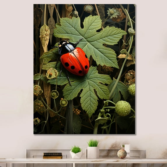 Designart "Leisurely Time with Ladybugs" Animals Canvas Wall Art