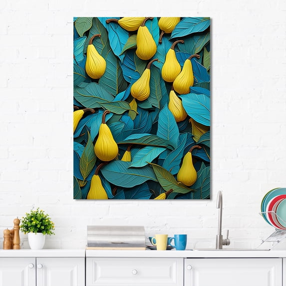 Designart "Lemon Starfruit Homage" Food & Beverage Canvas Wall Art - Traditional Yellow Fruits Bedroom Canvas Wall Art