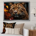 thumbnail image 1 of Designart "Leopard Captured in Autumn Scenery II" Animals Framed Wall Art Decor - Modern Farmhouse Red Leopard Entryway Framed Wall Art Print, 1 of 6