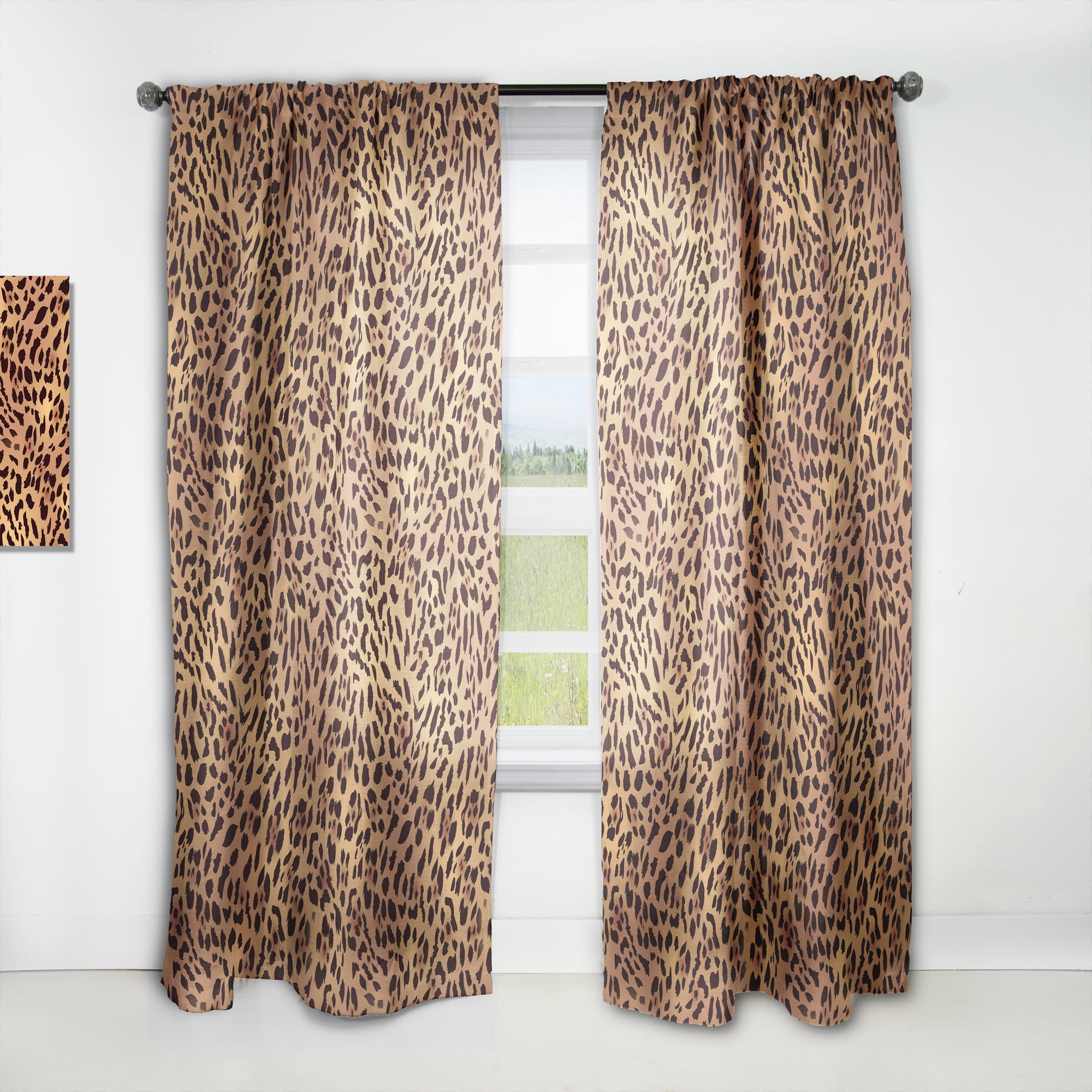 Designart 'Leopard Fur Pattern' Mid-Century Modern Curtain Panel