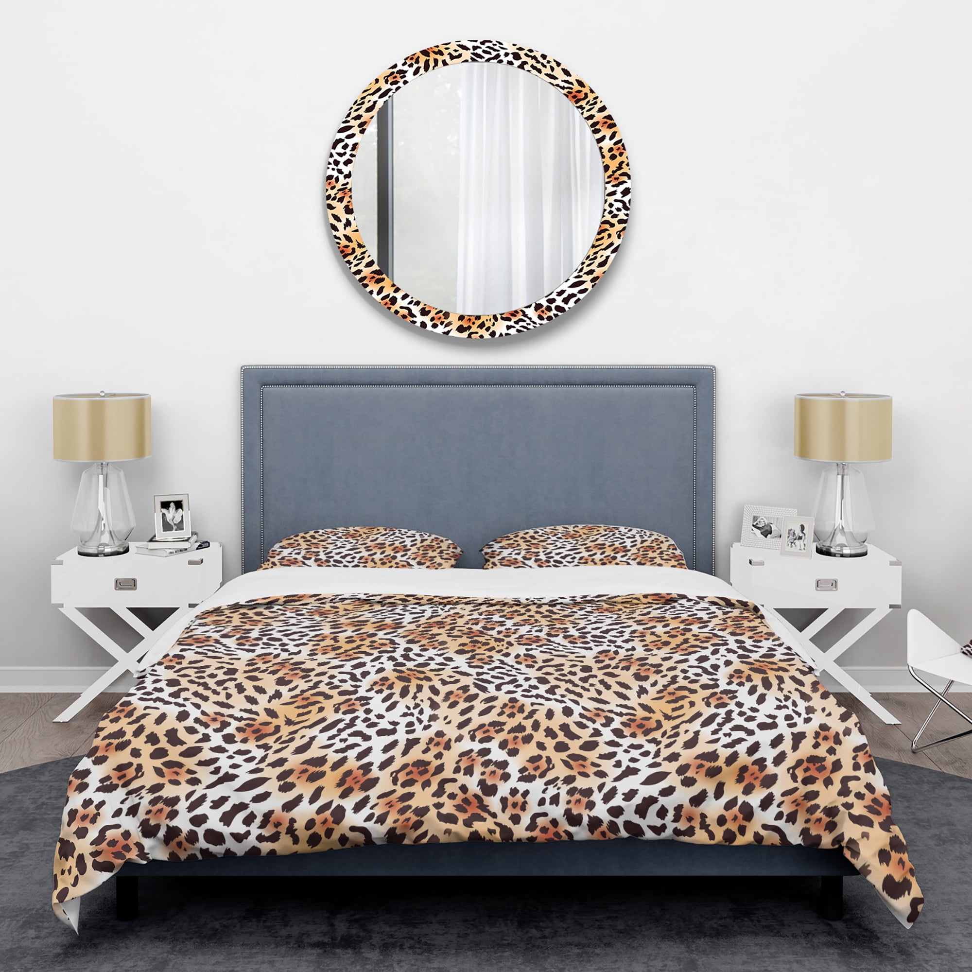 Designart 'Leopard Fur Safari II' Mid-Century Modern Duvet Cover Set