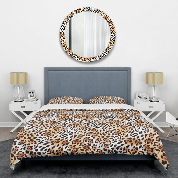 Designart 'Leopard Fur Safari II' Mid-Century Modern Duvet Cover Set