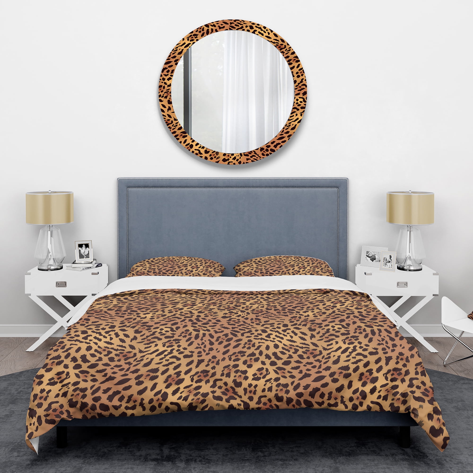 Designart 'Leopard Fur Safari III' Mid-Century Modern Duvet Cover Set
