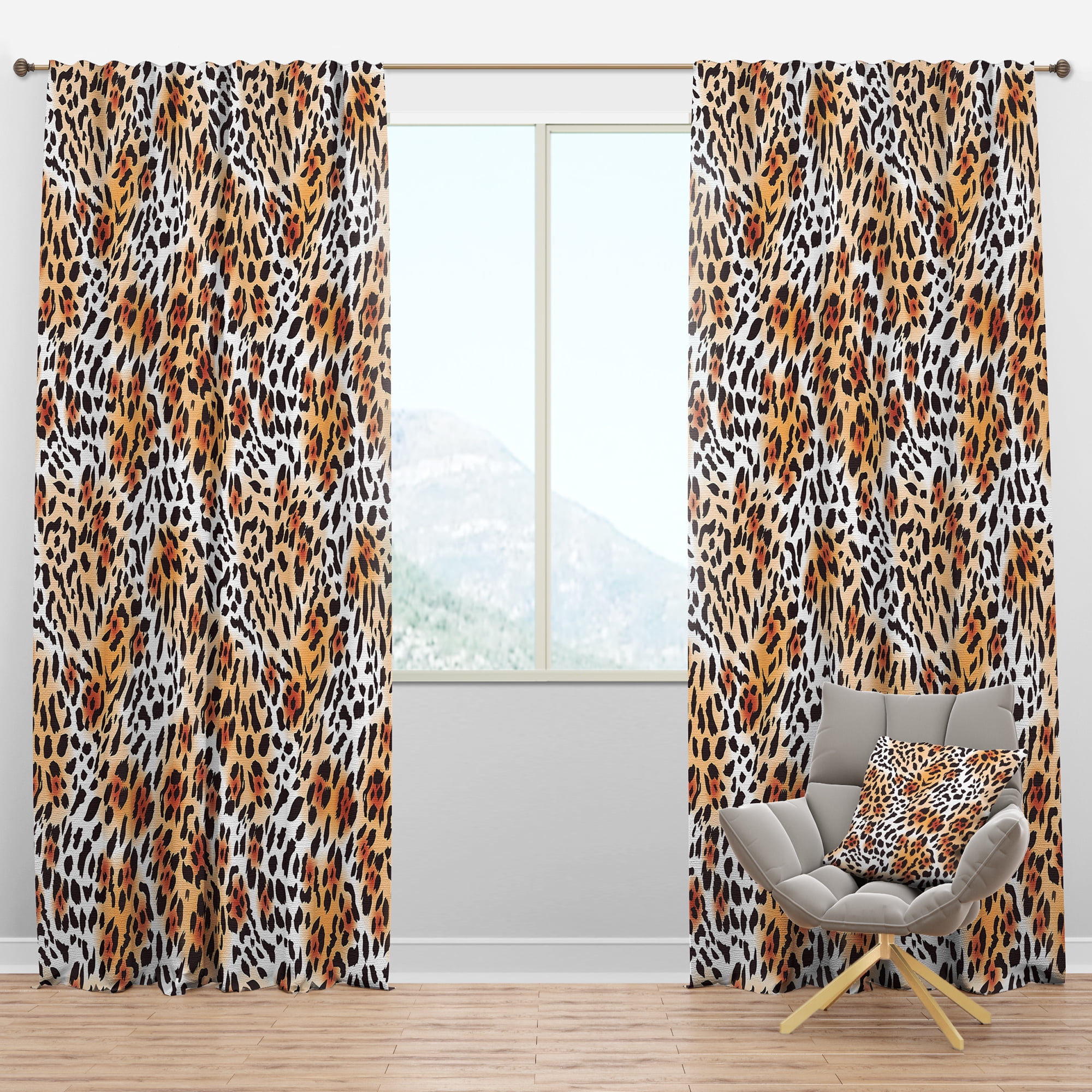 Designart 'Leopard Fur Safari Pattern II' Mid-Century Modern Blackout Curtain Panel