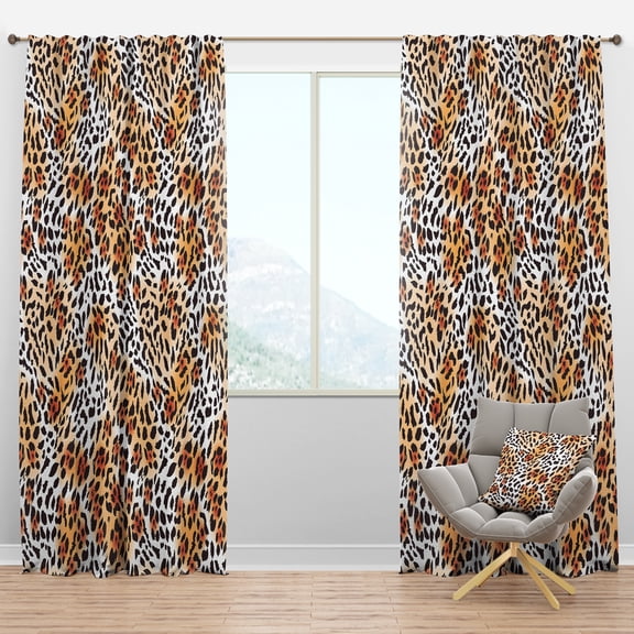 Designart 'Leopard Fur Safari Pattern II' Mid-Century Modern Blackout Curtain Panel