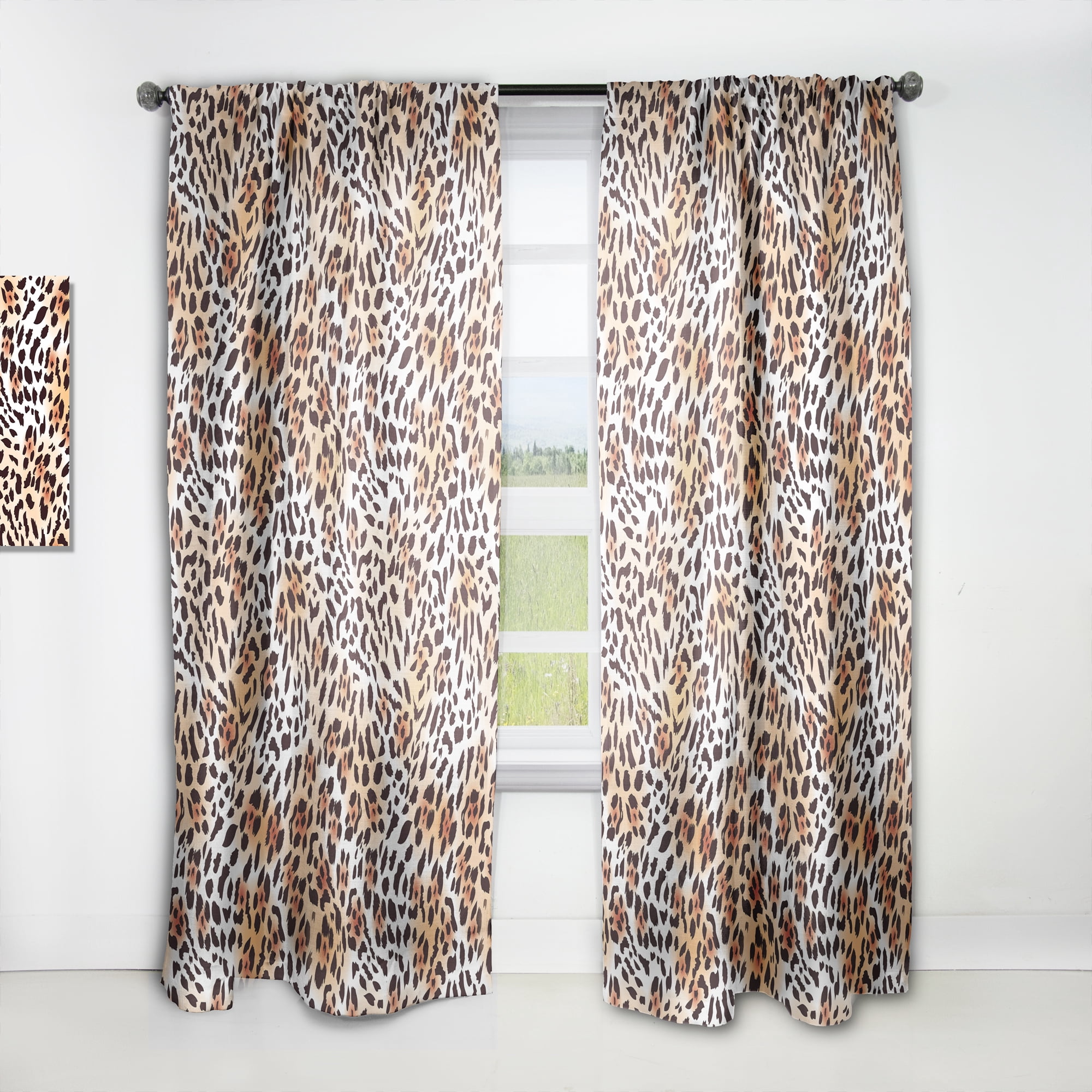 Designart 'Leopard Fur Safari Pattern II' Mid-Century Modern Curtain Panel