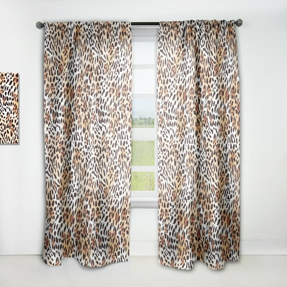 Designart 'Leopard Fur Safari Pattern II' Mid-Century Modern Curtain Panel
