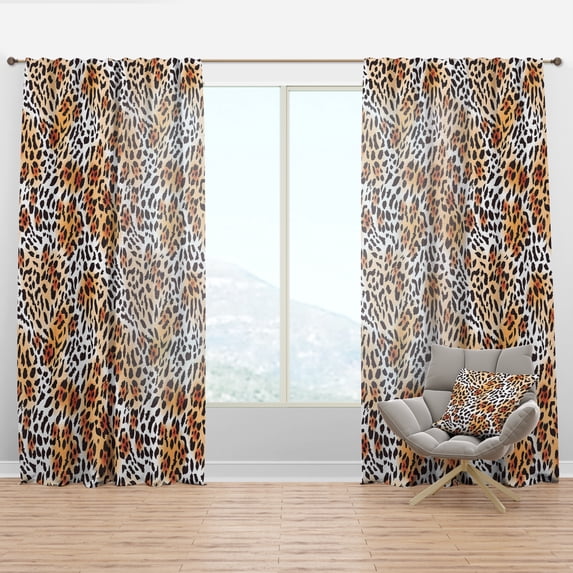 Designart 'Leopard Fur Safari Pattern II' Mid-Century Modern Curtain Panel