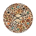 thumbnail image 1 of Designart 'Leopard Fur Safari Pattern II' Mid-Century Modern Wood Wall Clock, 1 of 5