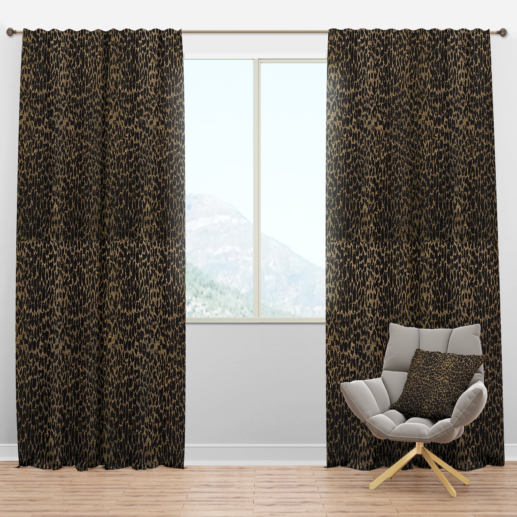 Designart 'Leopard Fur Safari Pattern III' Mid-Century Modern Blackout Curtain Panel