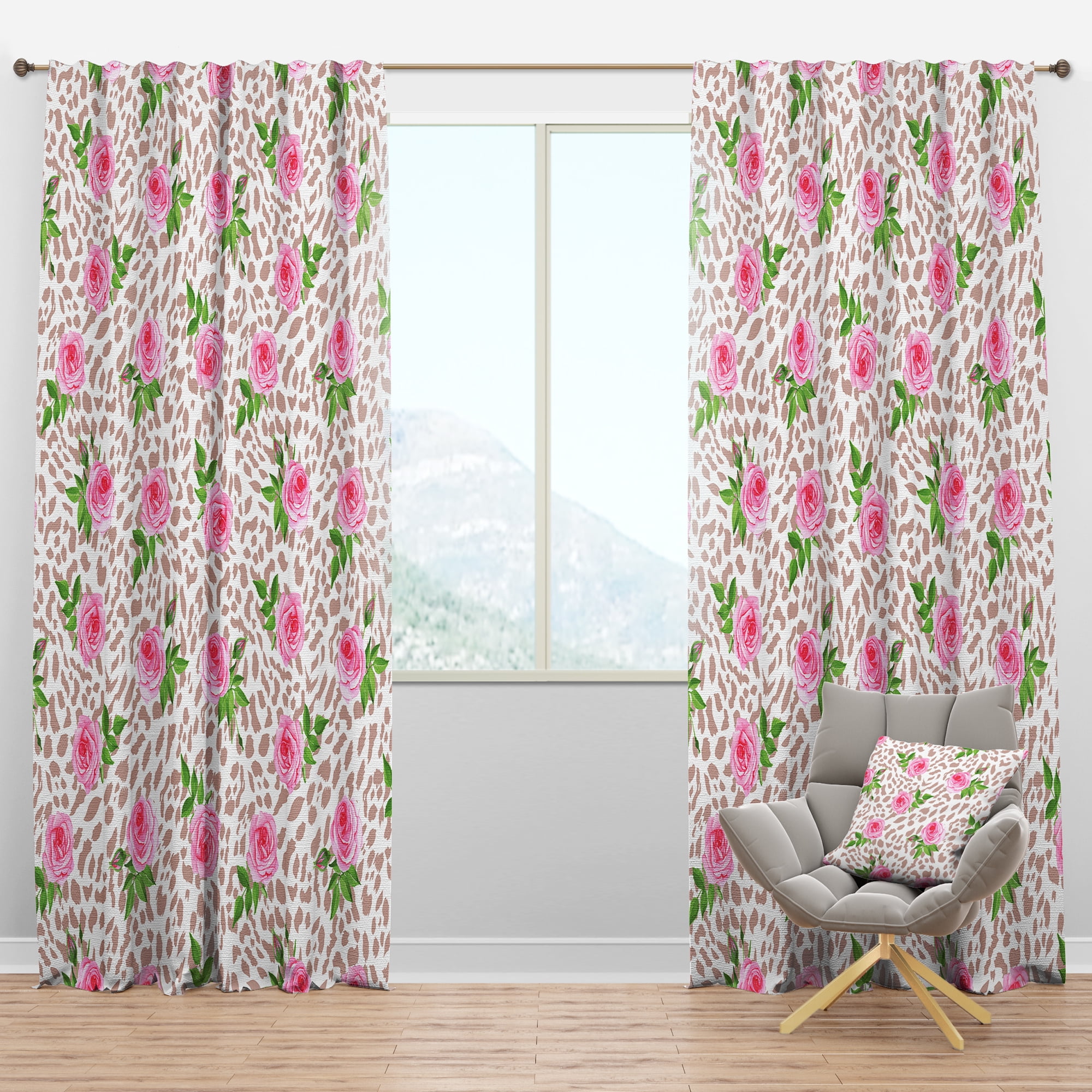 Designart 'Leopard Fur Safari Pattern IV' Mid-Century Modern Blackout Curtain Panel