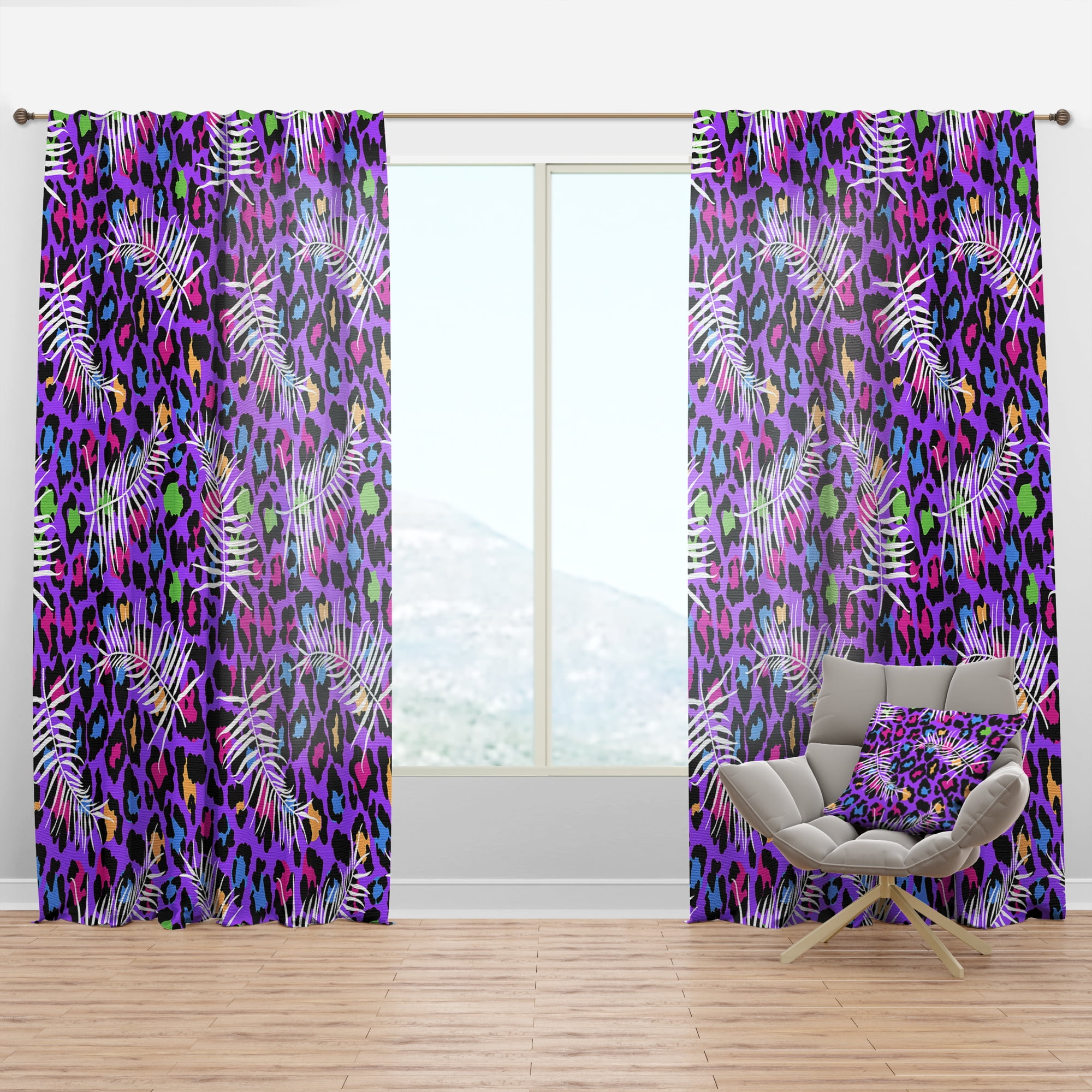 Designart 'Leopard Fur Safari Pattern V' Mid-Century Modern Curtain Panel