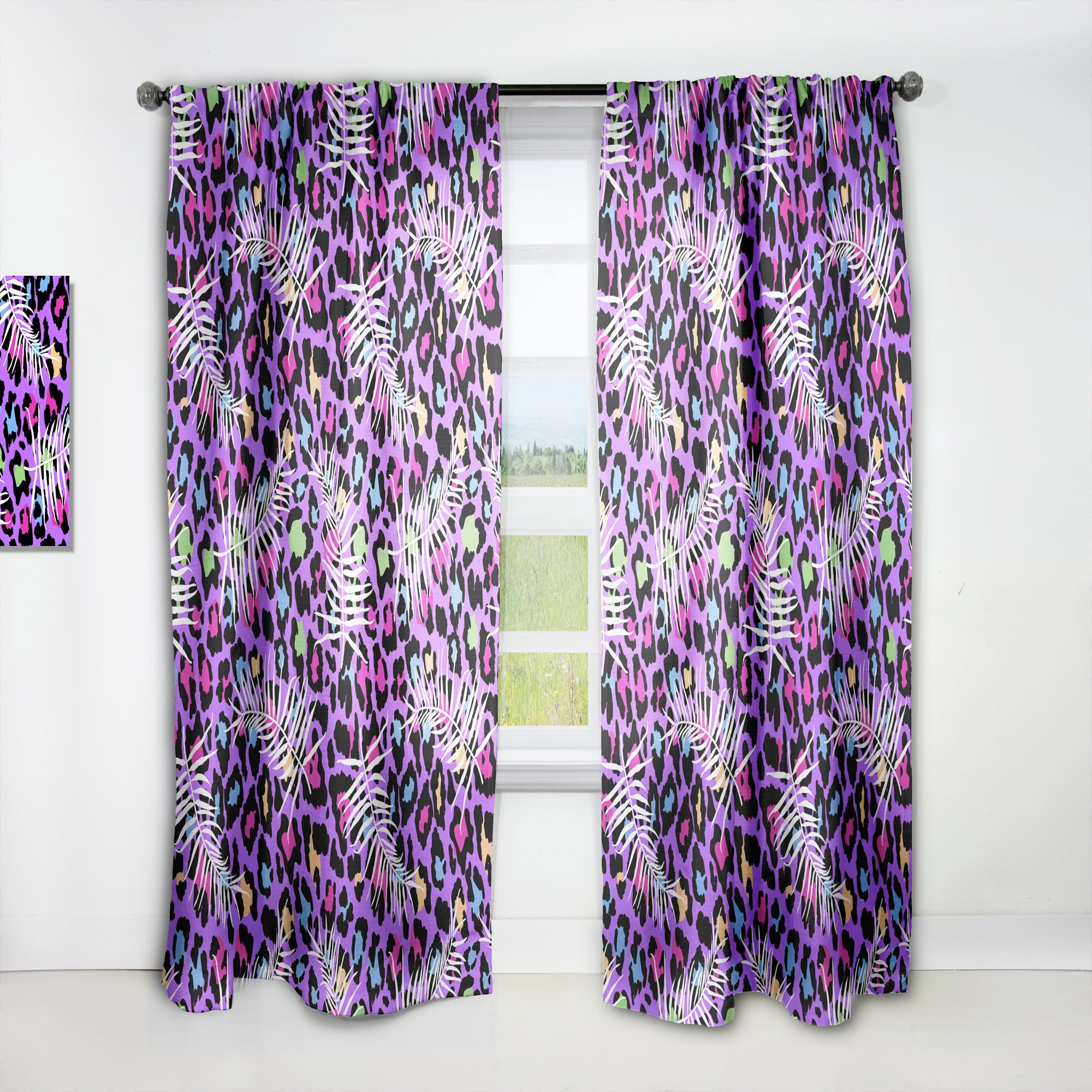Designart 'Leopard Fur Safari Pattern V' Mid-Century Modern Curtain Panel