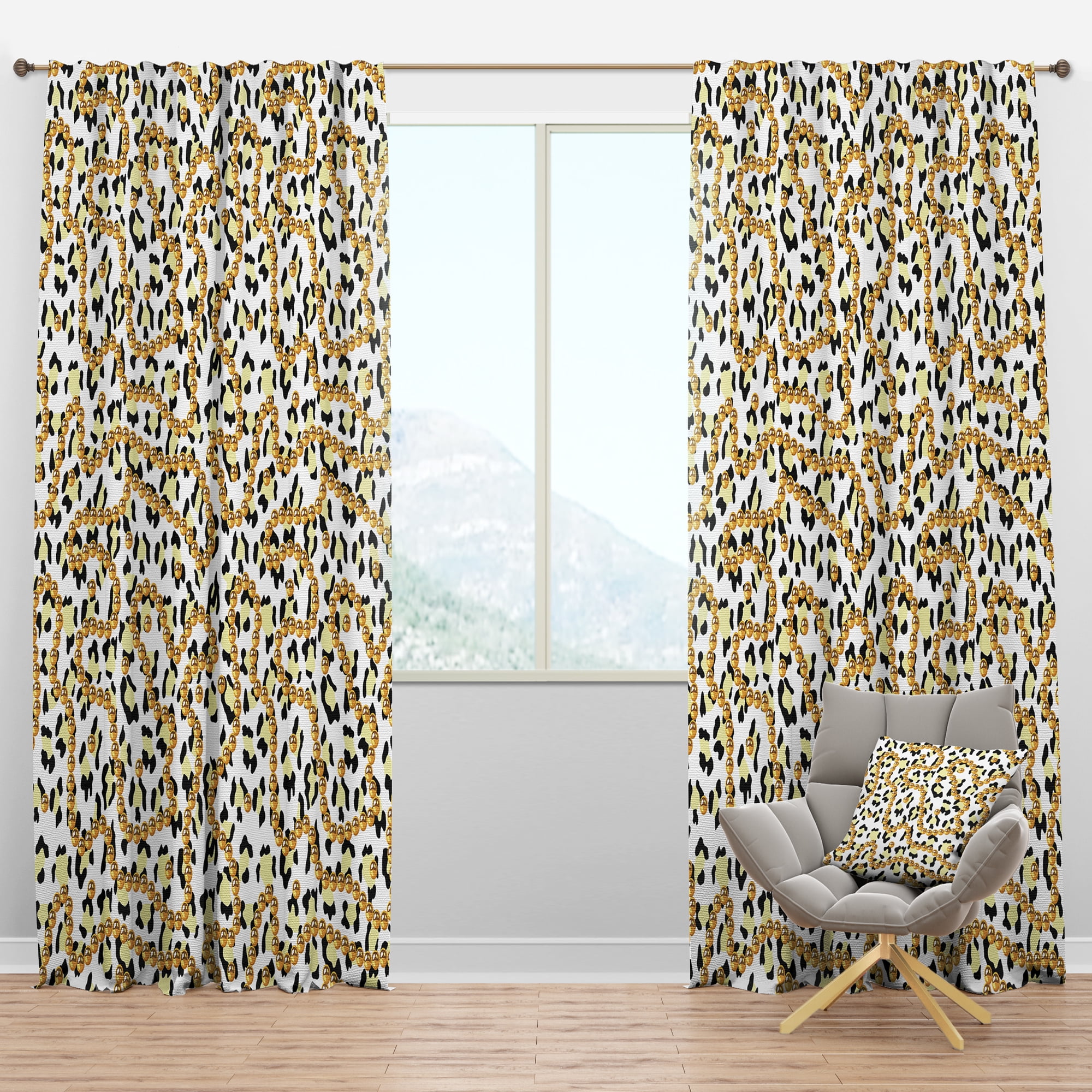 Designart 'Leopard Fur Safari Pattern VI' Mid-Century Modern Blackout Curtain Panel