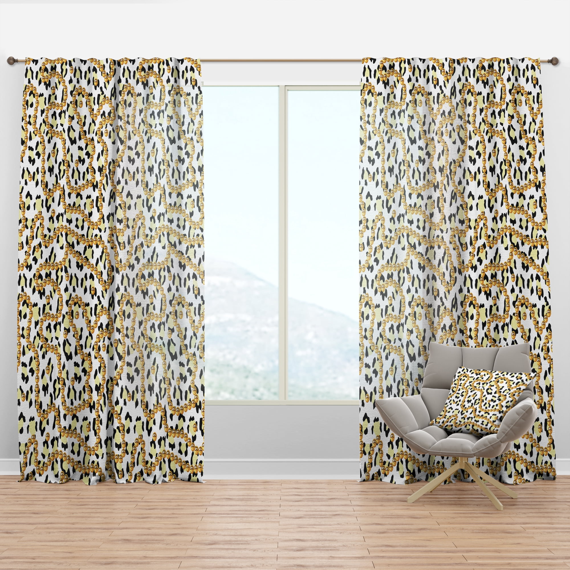 Designart 'Leopard Fur Safari Pattern VI' Mid-Century Modern Curtain Panel