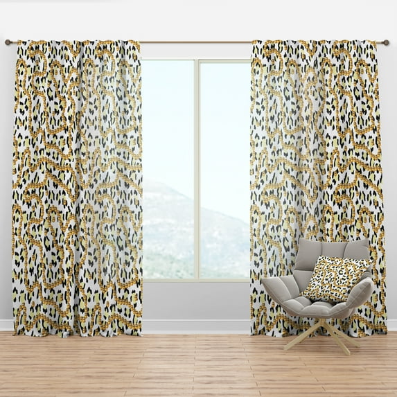 Designart 'Leopard Fur Safari Pattern VI' Mid-Century Modern Curtain Panel
