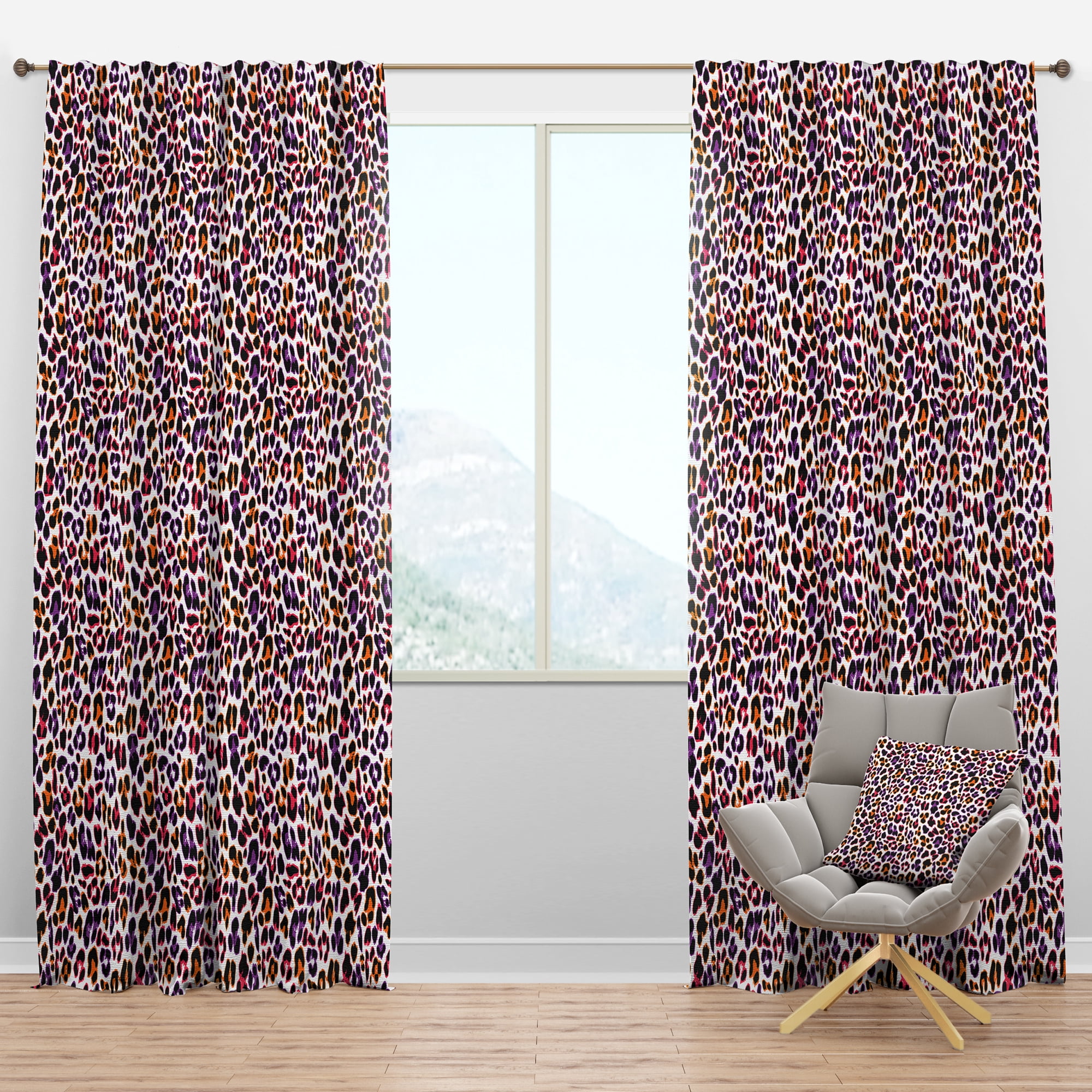 Designart 'Leopard Fur Safari Pattern VII' Mid-Century Modern Blackout Curtain Panel