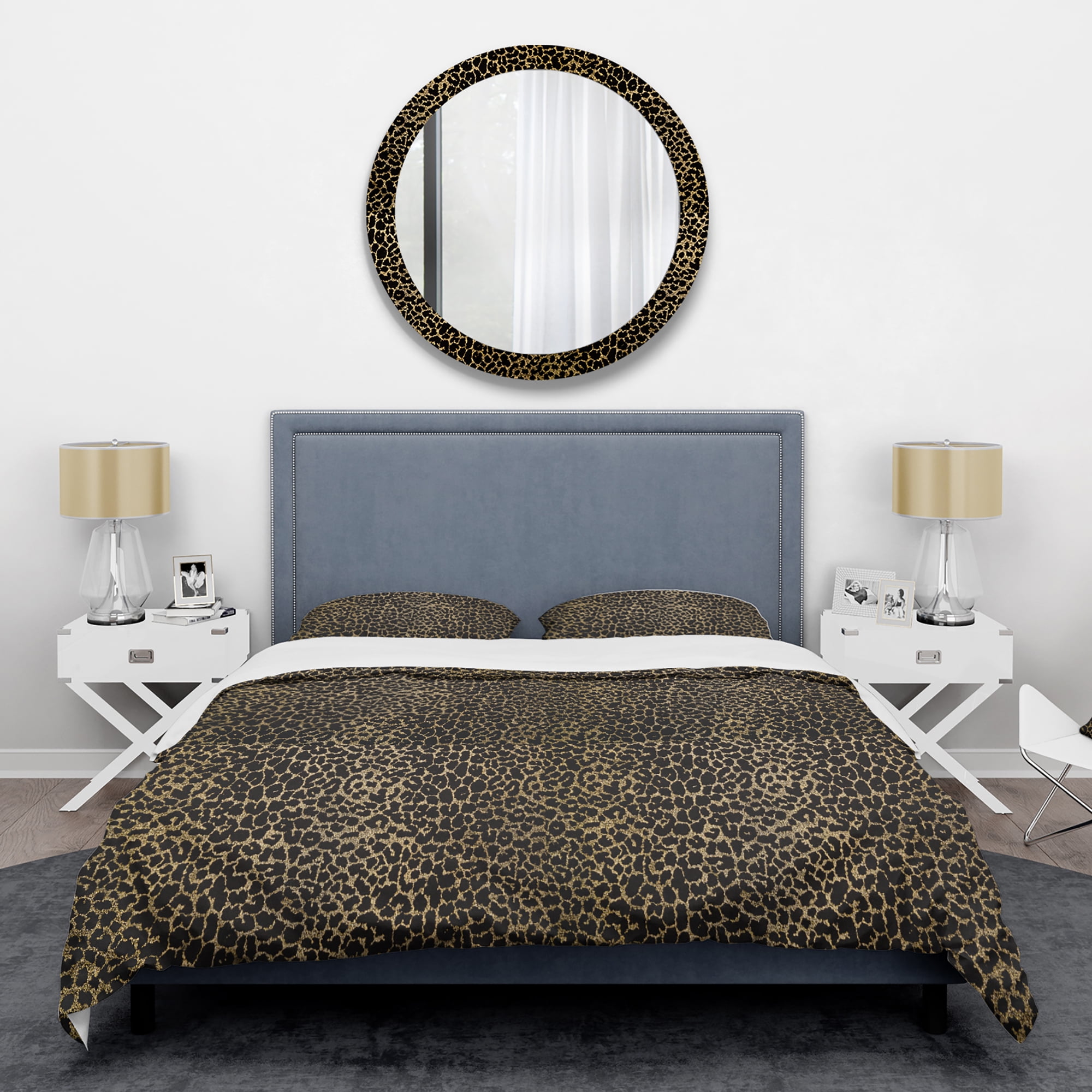 Designart 'Leopard Fur Safari V' Mid-Century Modern Duvet Cover Set