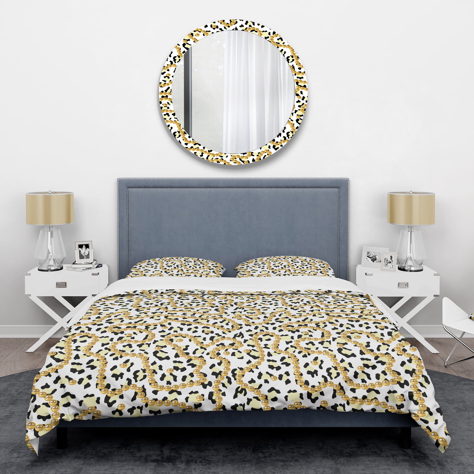 Designart 'Leopard Fur Safari VI' Mid-Century Modern Duvet Cover Set