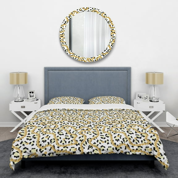 Designart 'Leopard Fur Safari VI' Mid-Century Modern Duvet Cover Set