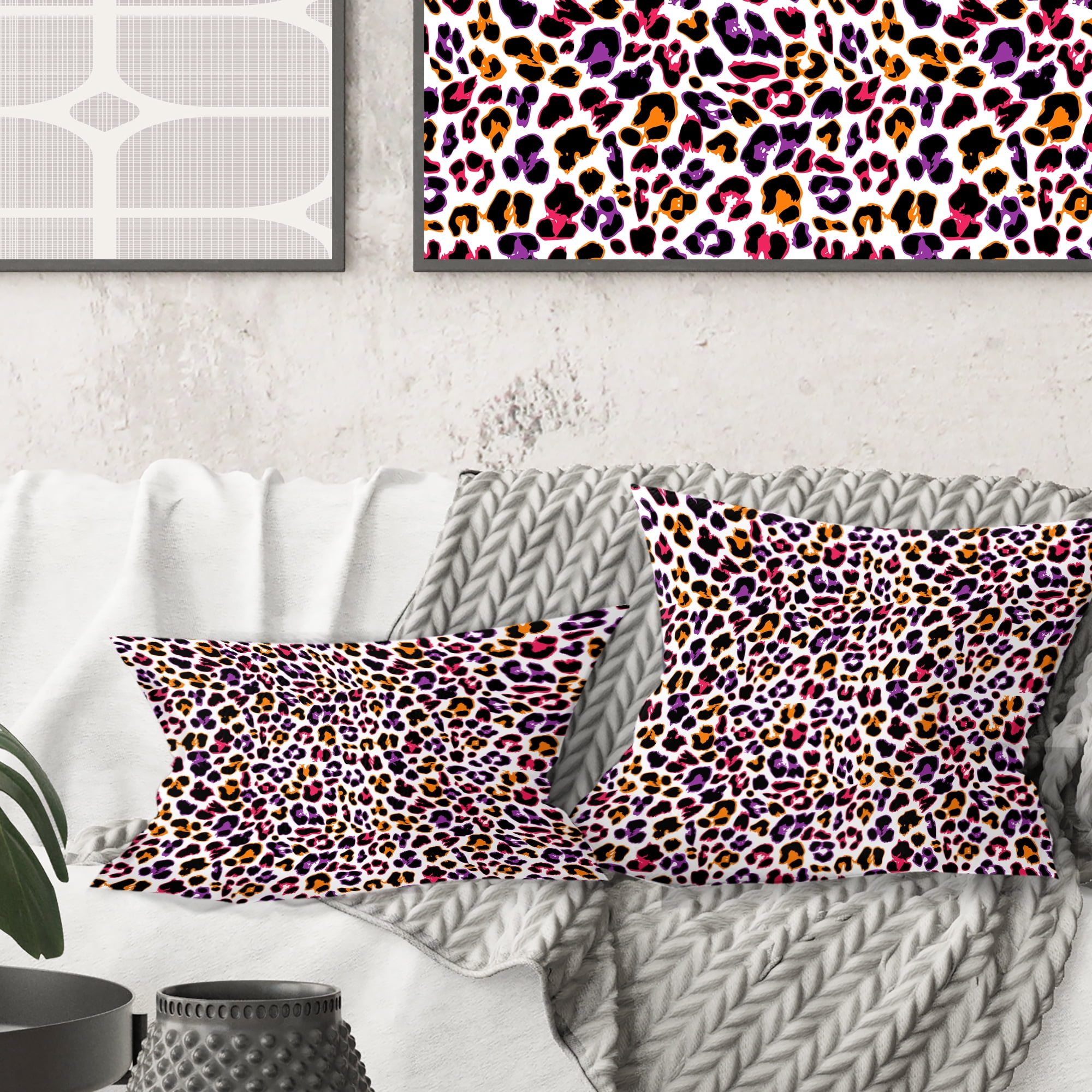 Designart Leopard Fur Safari VII' Mid-Century Modern Throw Pillow - 18x18