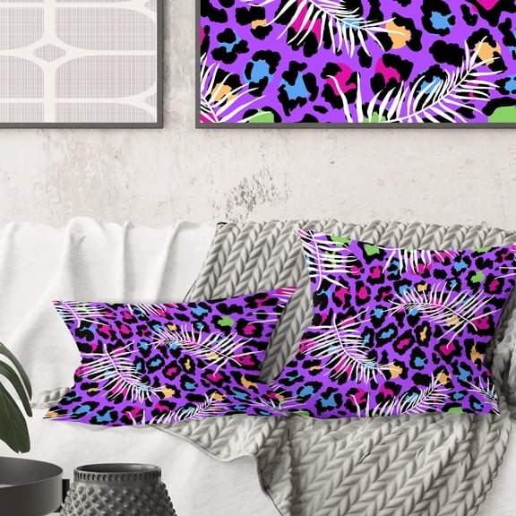 Designart Leopard Fur Safari VIII' Mid-Century Modern Throw Pillow - 16x16