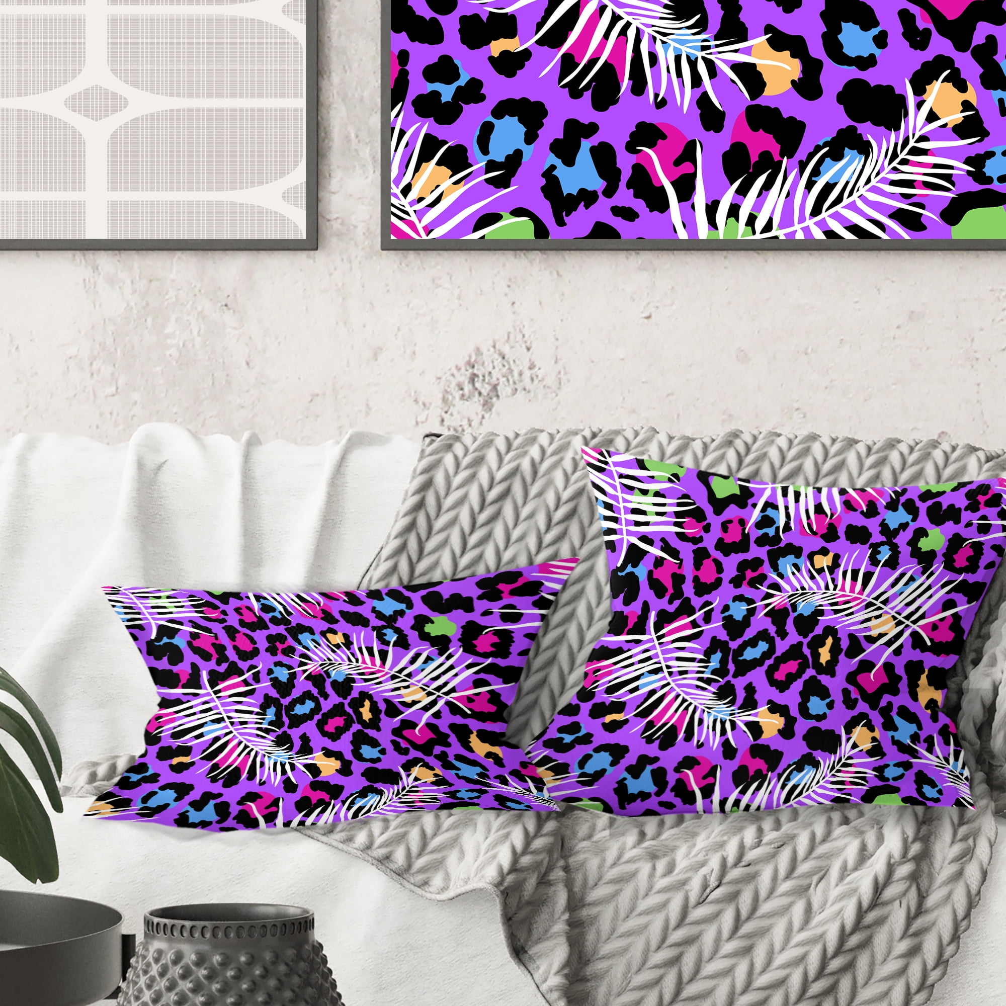 Designart Leopard Fur Safari VIII' Mid-Century Modern Throw Pillow - 18x18