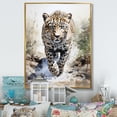 thumbnail image 1 of Designart "Leopard gracefulness In Africa" Animals Floater Framed Wall Art Living Room, 1 of 7