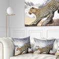 thumbnail image 1 of Designart Leopard on Tree under Cloudy Sky - African Wall Throw Pillow - 16x16, 1 of 5