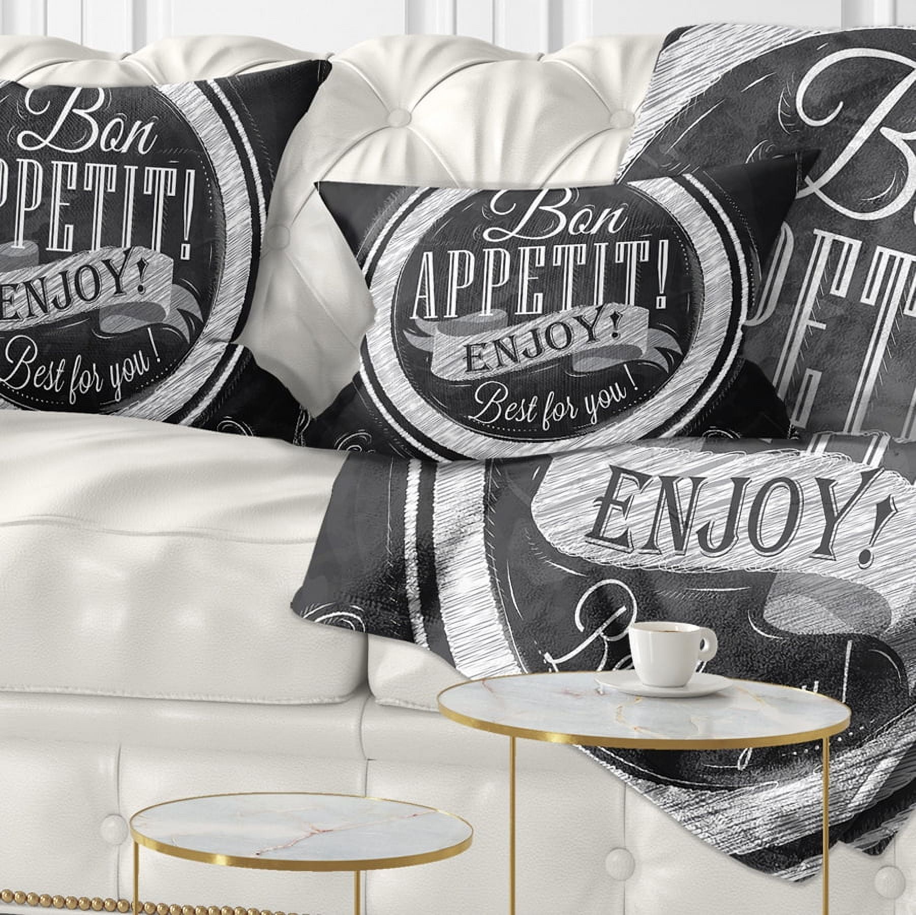 Designart Lettering on a Plate - Abstract Throw Pillow - 12x20