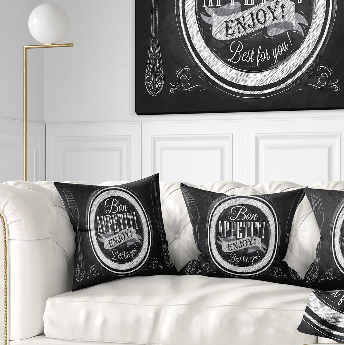 Designart Lettering on a Plate - Abstract Throw Pillow - 18x18