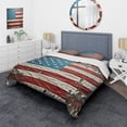 thumbnail image 1 of Designart "Liberty and American Flag in Vintage Style II" Flag Bedding Covert Set - Floral Red Traditional Bed Set With 2 Shams, 1 of 5