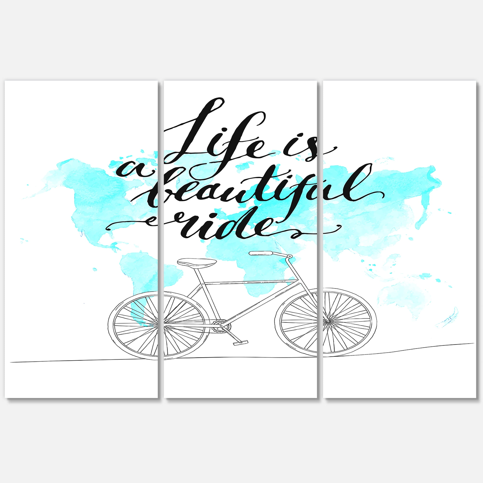 Designart ' Life Is A Beautiful Ride With Bicycle ' Traditional Canvas Wall Art Print